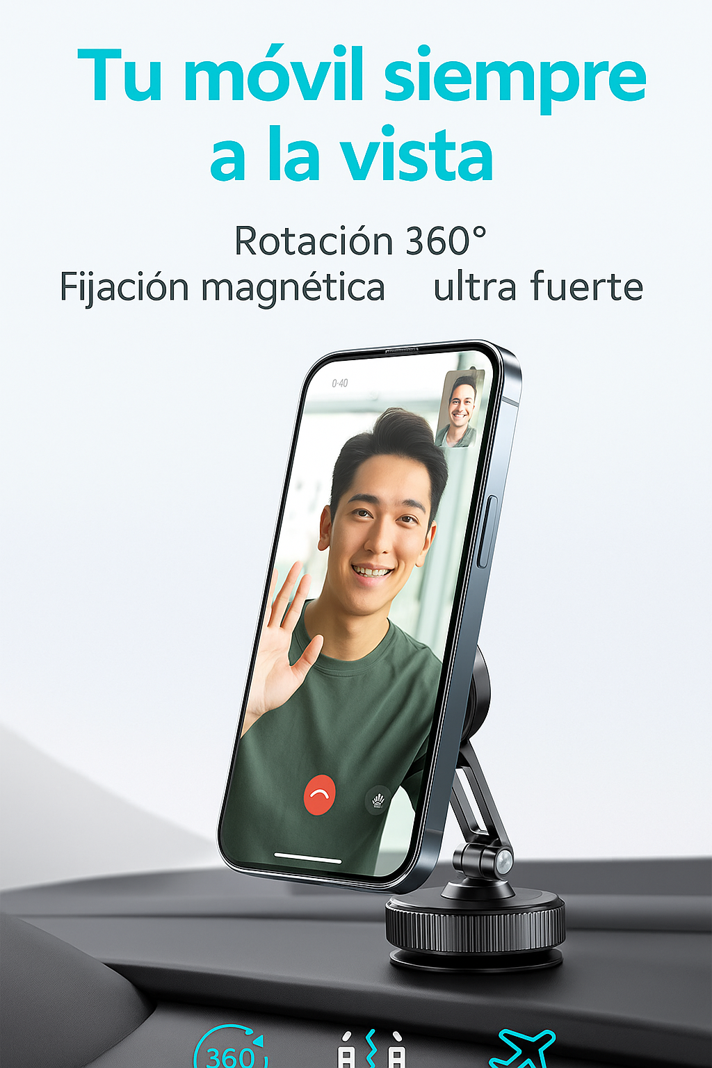 Soporte Magnético MoviFix 360° con Ventosa Plegable™